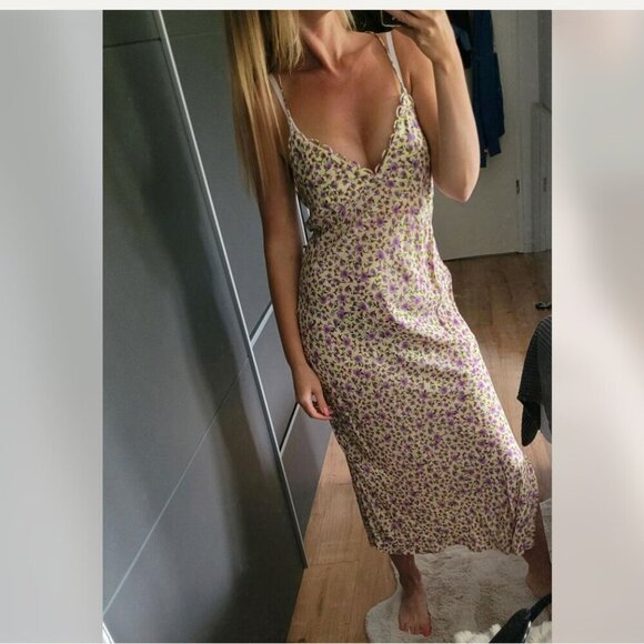 ZARA  Floral Satin Slip Dress Size LARGE NEW WITH TAG! - Picture 2 of 10